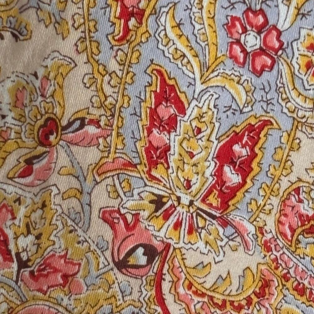 Chaps No-Iron XL button front paisley print shirt blouse contrast trim - Picture 4 of 12